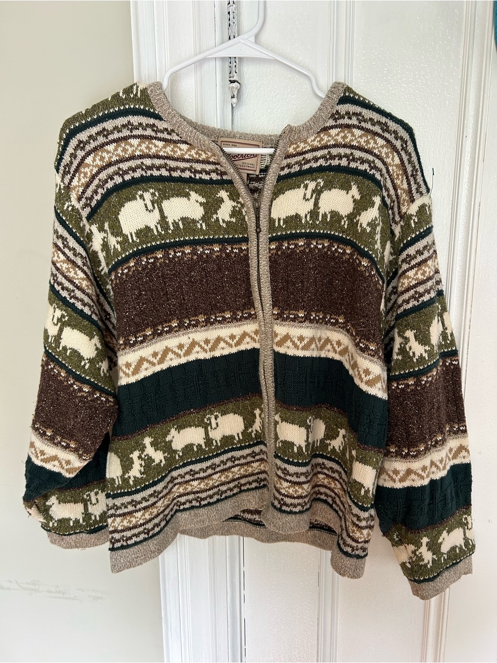 Woolrich All Over Print Zip Up Knitted Sweater Vintage 90s Zip Up cotton silk m